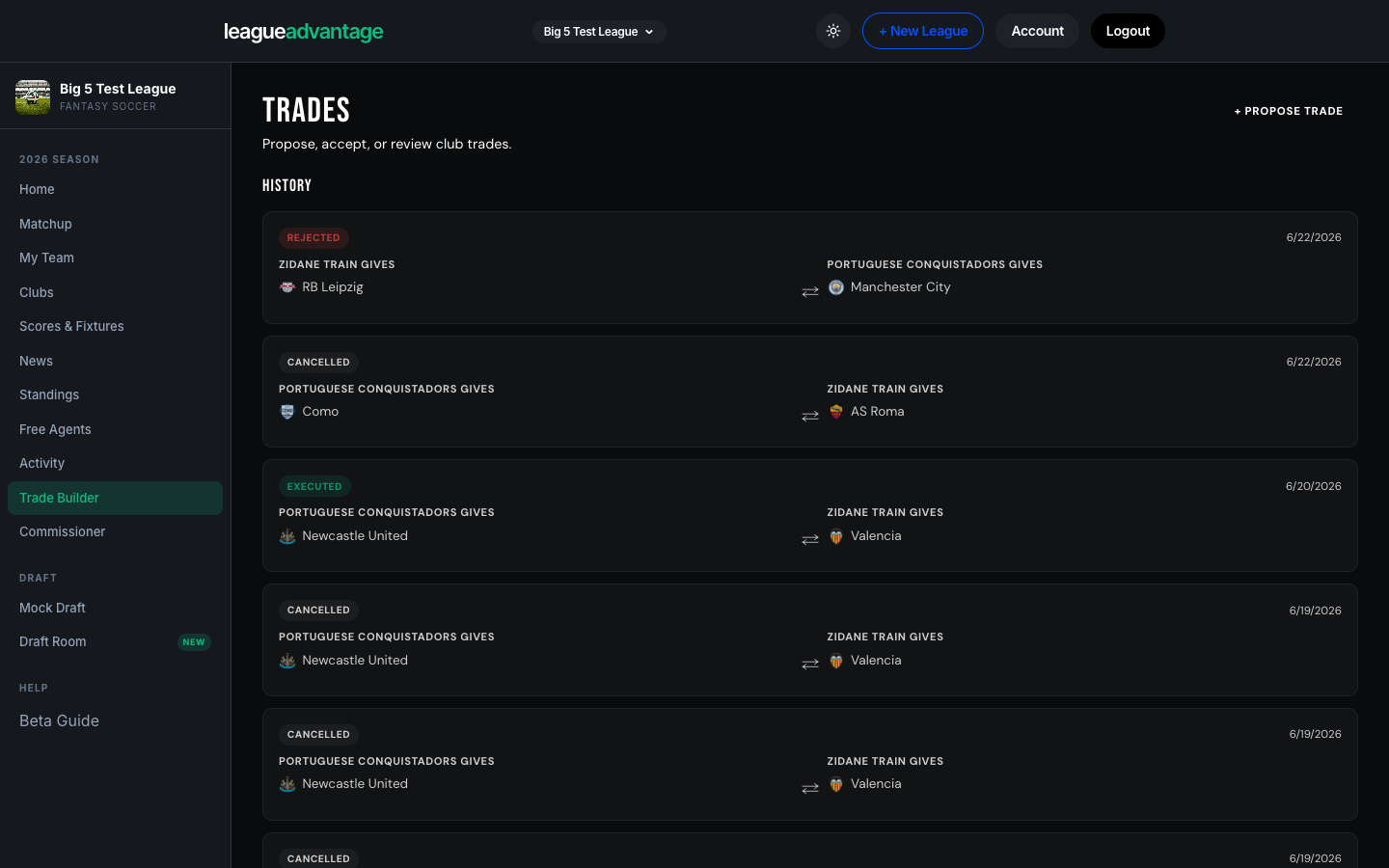 Trade builder — club for club